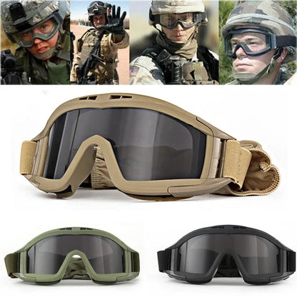 Tactical Goggles - Adjustable Outdoor Sunglasses with 3 Interchangeable Lenses 0
