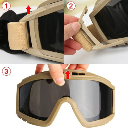 Tactical Goggles - Adjustable Outdoor Sunglasses with 3 Interchangeable Lenses 5