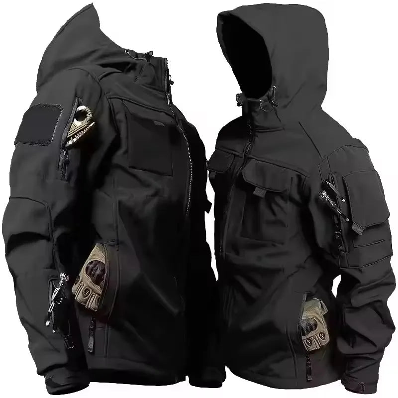 Tactical Men's Waterproof Soft Shell Jacket - Windproof, Multi-Pocket Design 0