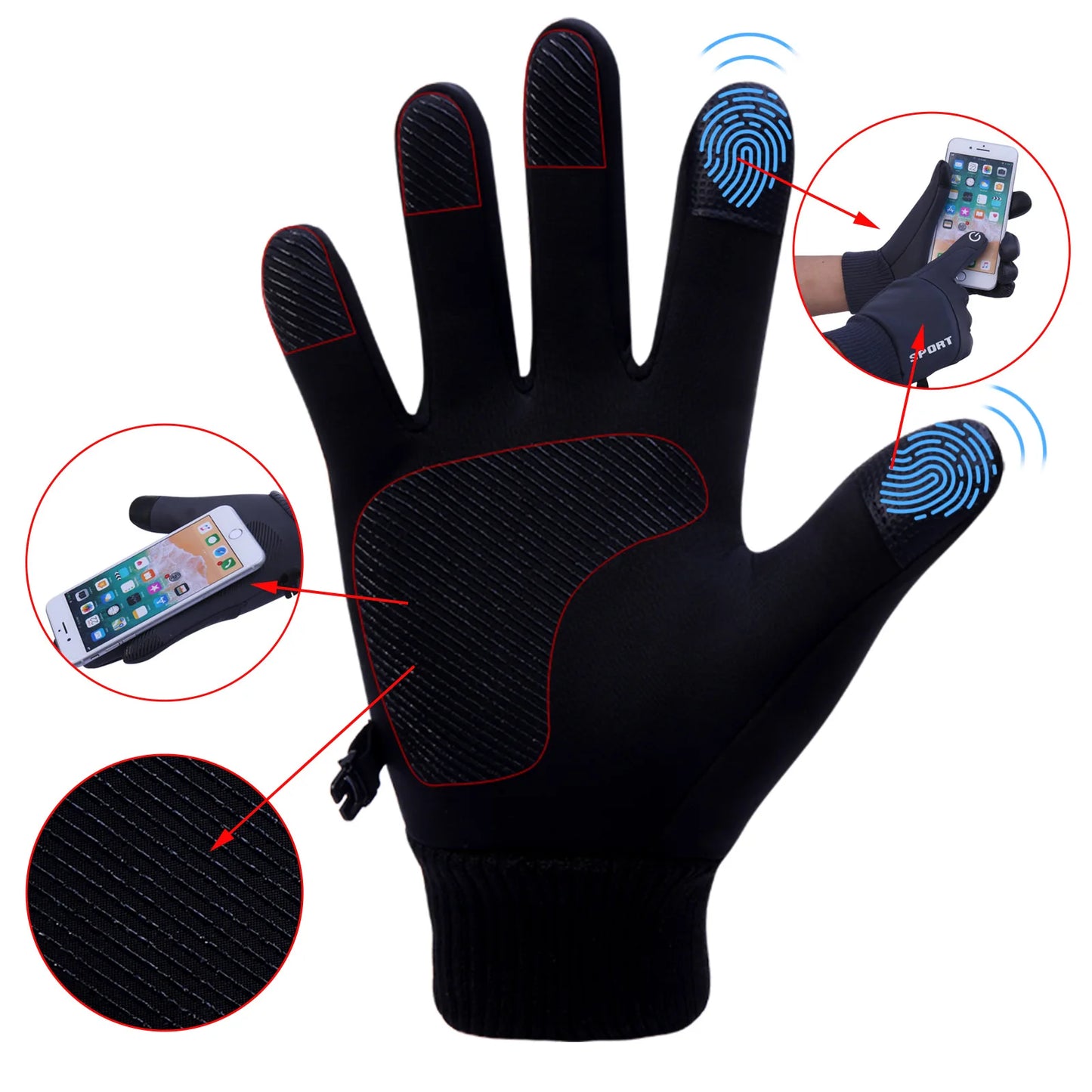 Thermal Touch Screen Gloves - Waterproof, Windproof, Anti-Skid Grip for Men & Women 1