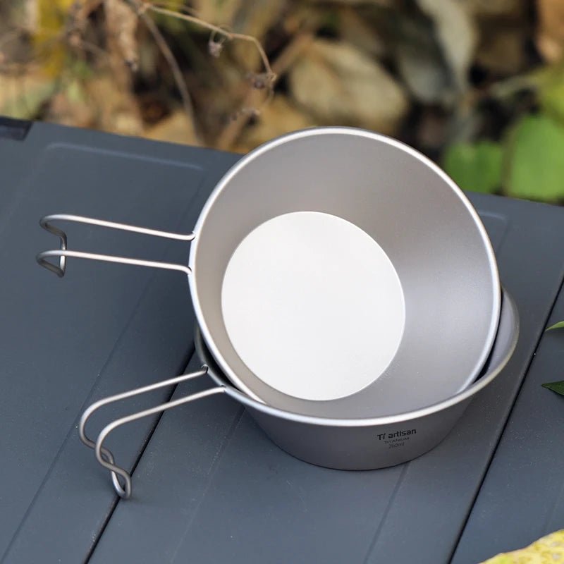 Tiartisan - 260ml Ultralight Titanium Camping Bowl with Fixed Handle 2