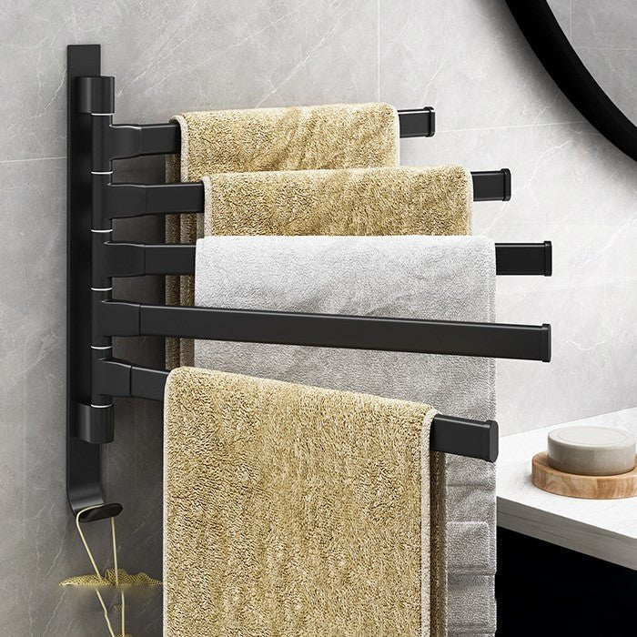 Tidyrack - Modern Matte Black Towel Rack with 5 Rotatable Arms for Space-Saving Storage 1
