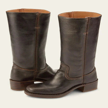 Timeless Women's Black Leather Boots with Block Heel - Durable Handcrafted Design 3