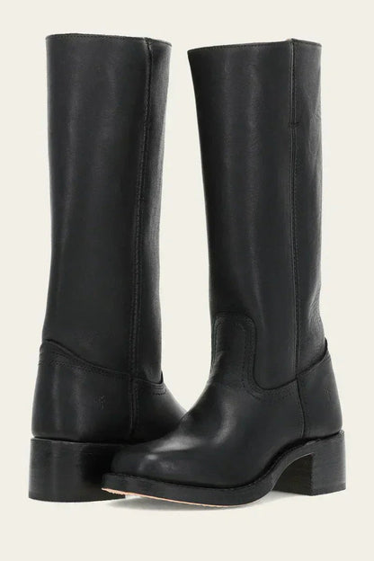 Timeless Women's Black Leather Boots with Block Heel - Durable Handcrafted Design 6