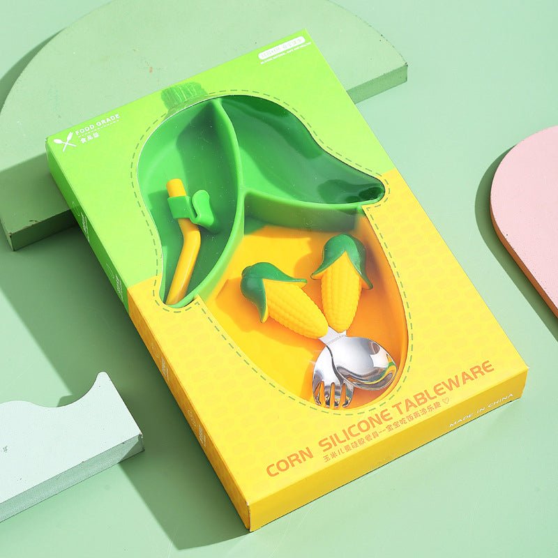 Toddler Silicone Dinner Plate with Suction Cup & Cutlery Set - Safe Feeding 10