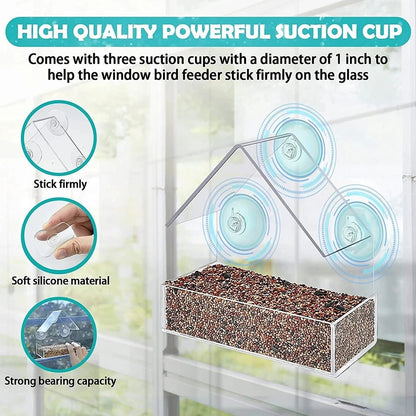 Transparent Window Bird Feeder with Suction Cups - Enjoy Close-Up Birdwatching 2