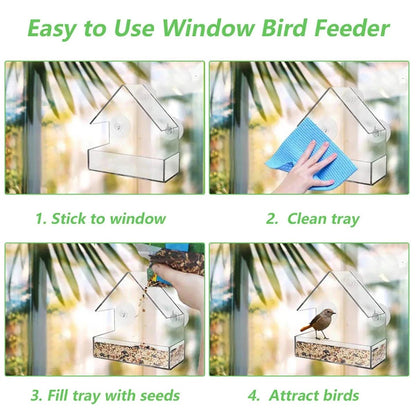 Transparent Window Bird Feeder with Suction Cups - Enjoy Close-Up Birdwatching 5