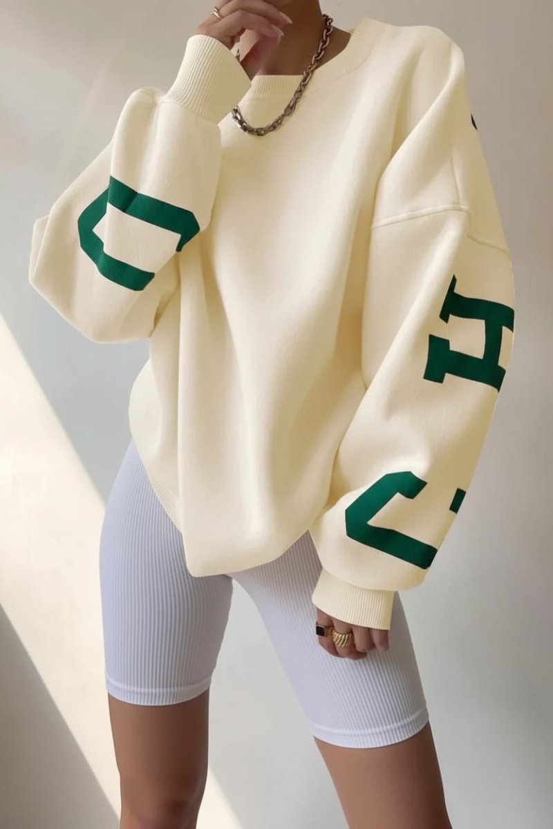 FLANKSTYLE – Oversized Women’s Sweatshirt with Statement Side Print