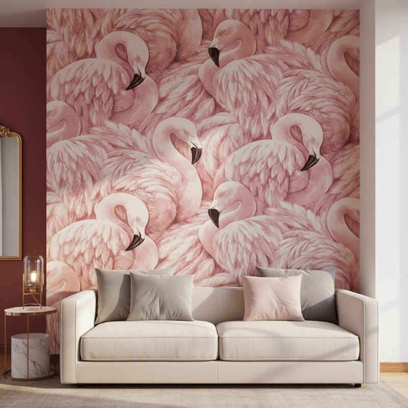 Tropical Flamingo Pink Wallpaper Roll - Moisture Resistant Wildlife Design 3