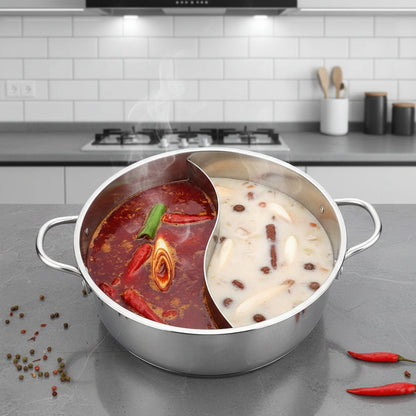 Twin Divided Stainless Steel Hot Pot for 1-2 People - Versatile Cooking Pan 0