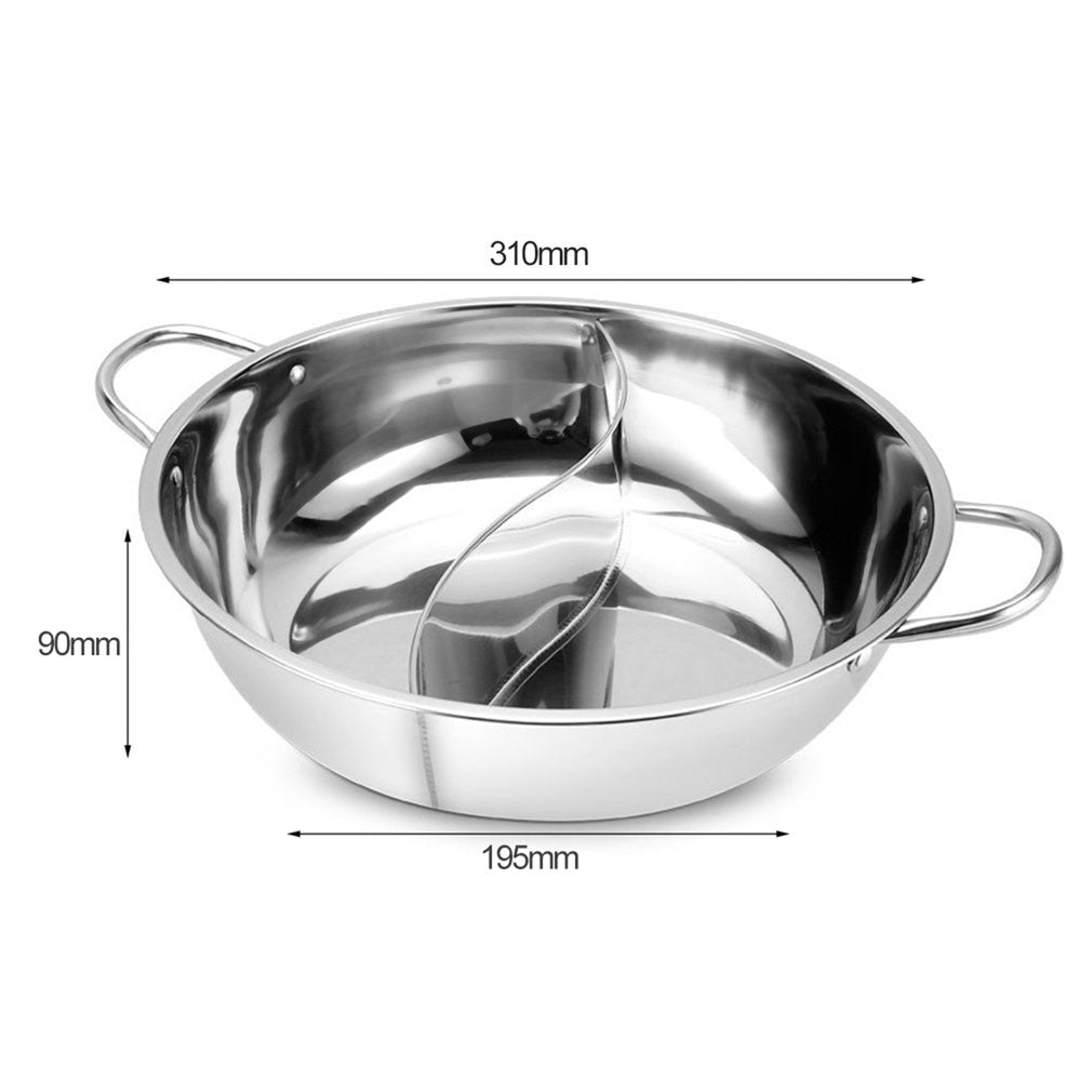 Twin Divided Stainless Steel Hot Pot for 1-2 People - Versatile Cooking Pan 3