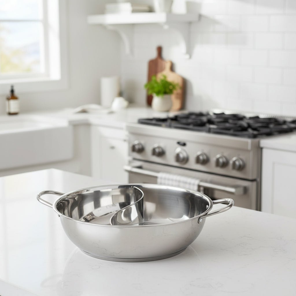 Twin Divided Stainless Steel Hot Pot for 1-2 People - Versatile Cooking Pan 4