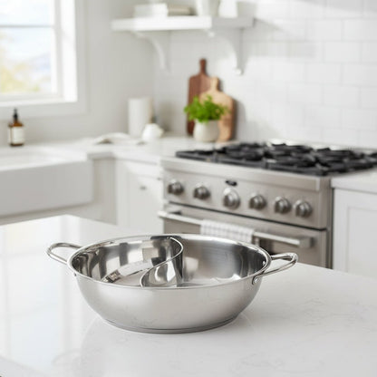 Twin Divided Stainless Steel Hot Pot for 1-2 People - Versatile Cooking Pan 4