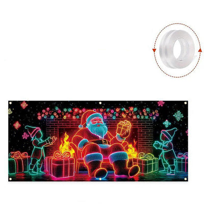 UV Fluorescent Christmas Banner - Durable Glow Decoration for Holiday Parties 0