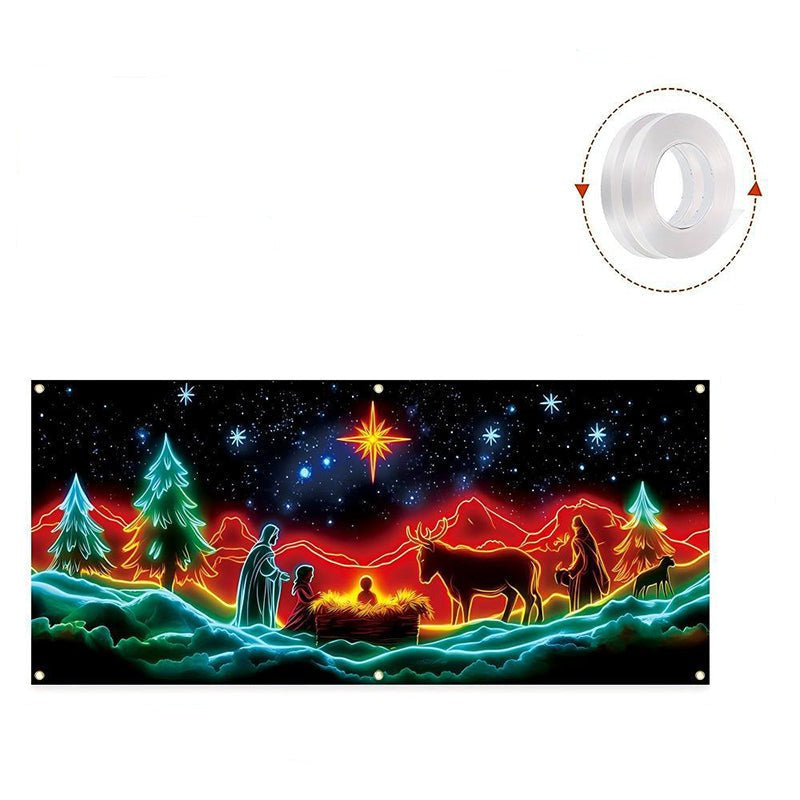 UV Fluorescent Christmas Banner - Durable Glow Decoration for Holiday Parties 6