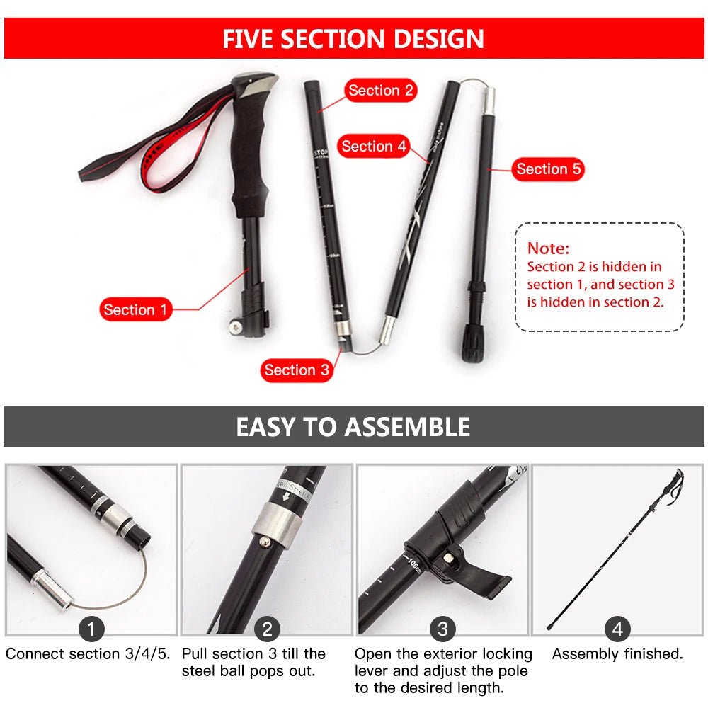 UltraLight Hiking Trekking Pole - Adjustable Aluminum Alloy with Ergonomic Grip 2