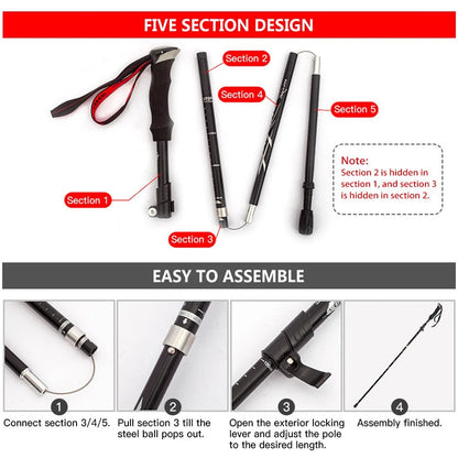 UltraLight Hiking Trekking Pole - Adjustable Aluminum Alloy with Ergonomic Grip 2