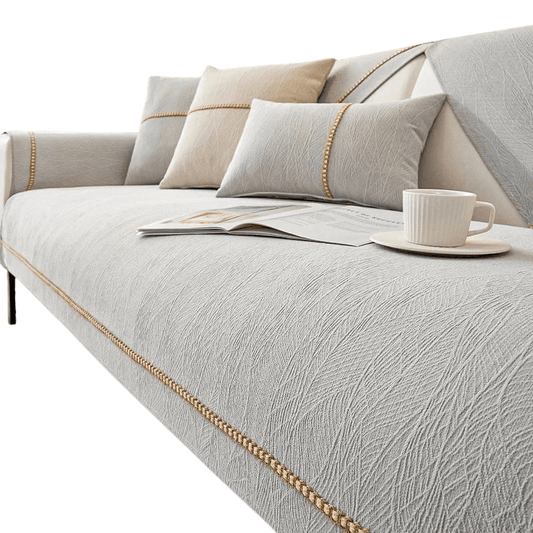 LINENLUX – Premium Linen Sofa Cover with Non-Slip Backing and Protective Fit