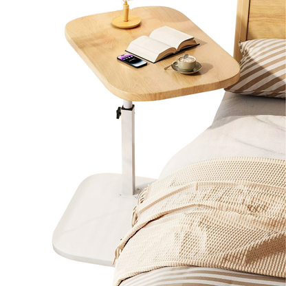 ADJUSTA – Adjustable Side Table with Wooden Top and Metal Frame