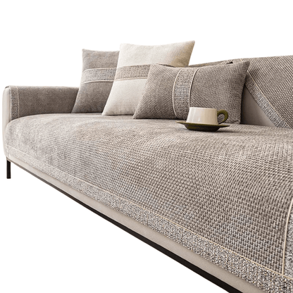 LINENLUX – Premium Linen Sofa Cover with Non-Slip Backing and Protective Fit