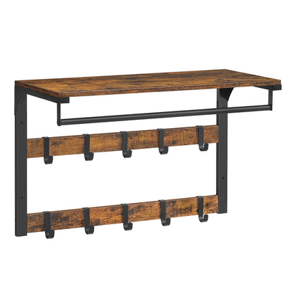 VASAGLE 3-in-1 Wall-Mounted Coat Rack with Removable Hooks and Shelf 6