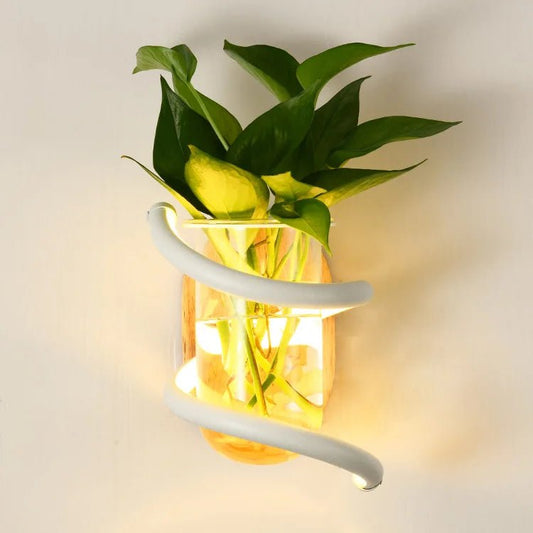 VASELUX – Wooden Wall Lamp with Integrated LED & Decorative Vase 0