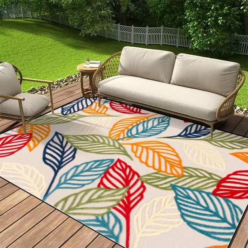 VIKAMA Modern Floral Outdoor Carpet Rug - Anti-Slip Decorative Mat for Indoor & Outdoor Use 0