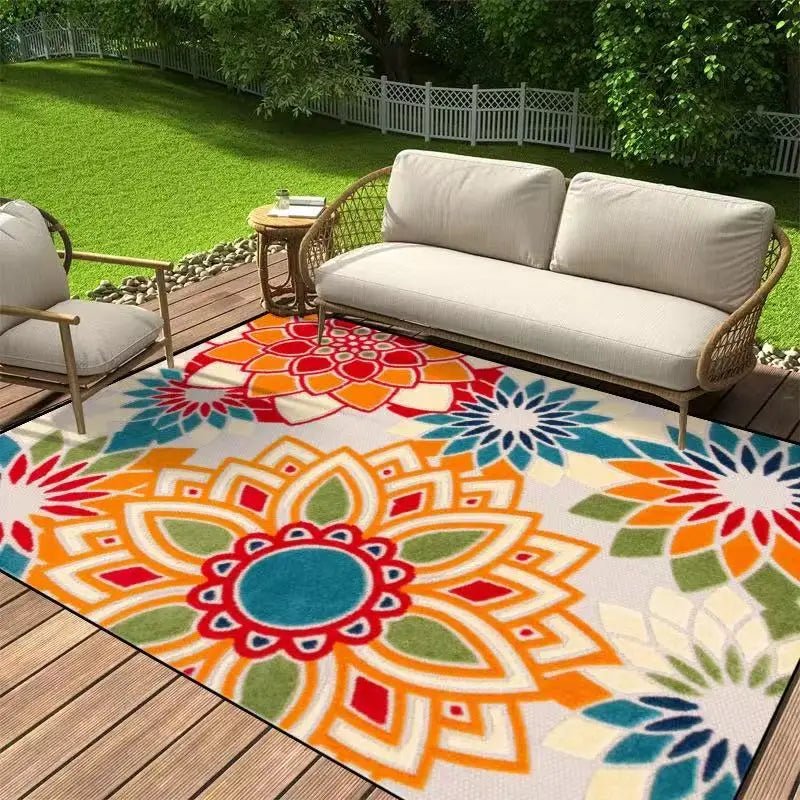 VIKAMA Modern Floral Outdoor Carpet Rug - Anti-Slip Decorative Mat for Indoor & Outdoor Use 1