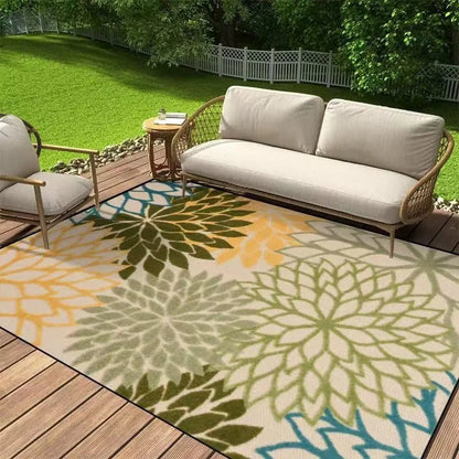 PETALVIBE – Elegant Floral Outdoor Carpet, Anti-Slip Multi-Use Rug for Home & Garden