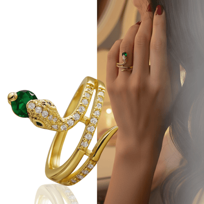 VYTHERIS – stainless steel snake ring with zirconia as a symbol of transformation 1