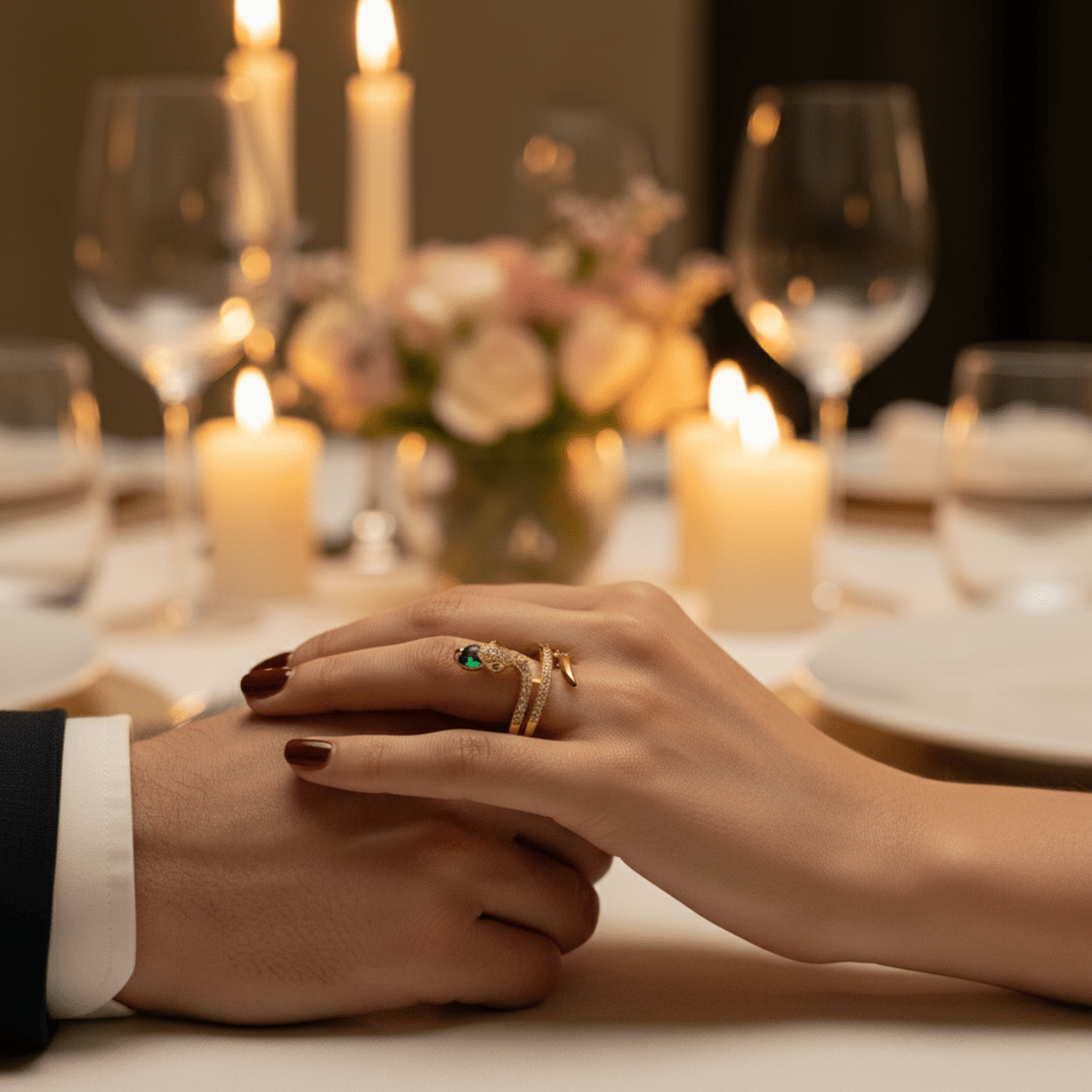 VYTHERIS – stainless steel snake ring with zirconia as a symbol of transformation 2