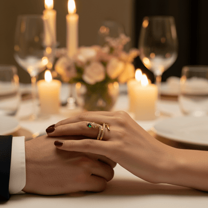 VYTHERIS – stainless steel snake ring with zirconia as a symbol of transformation 2