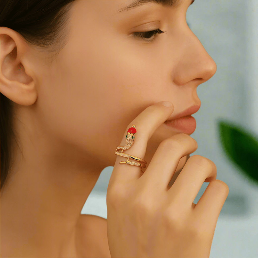 VYTHERIS – stainless steel snake ring with zirconia as a symbol of transformation 6