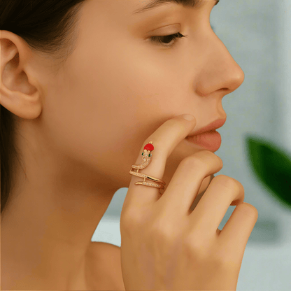 VYTHERIS – stainless steel snake ring with zirconia as a symbol of transformation 6