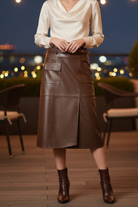 SAVANA – Women’s Sheepskin Leather High-Waisted Skirt