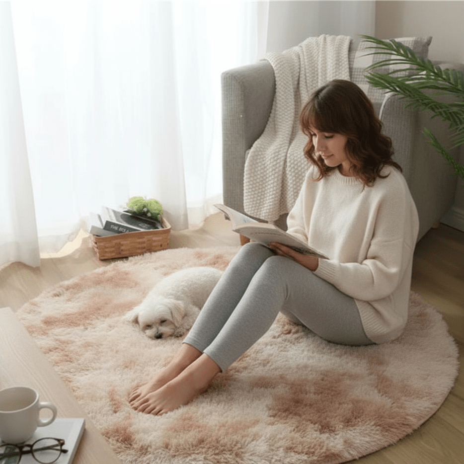 Velvéri Luxe FluffyMat Rug | Ultra-soft round plush rug for cozy home and bedroom décor 6