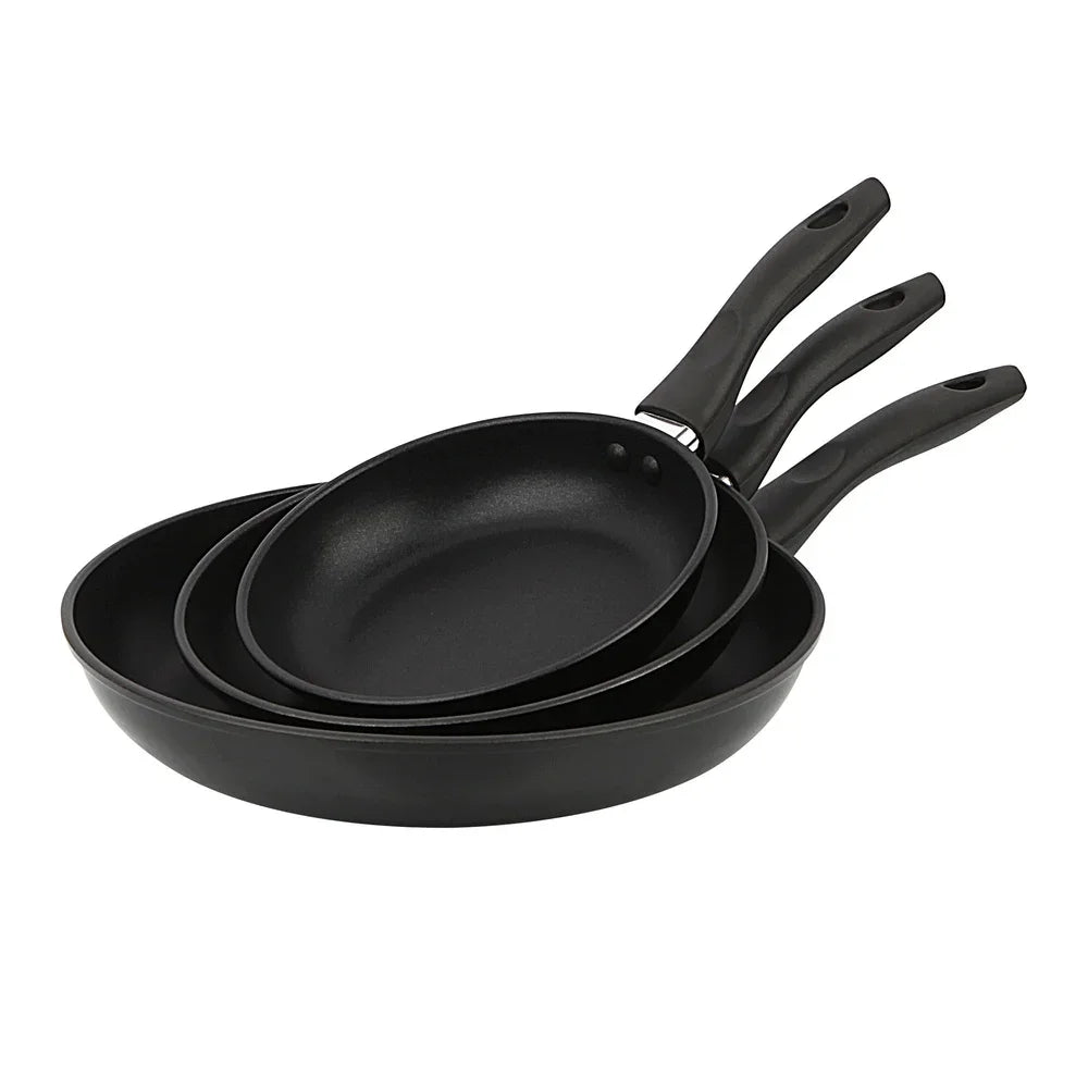 Versatile 3-Piece Non-Stick Aluminum Skillet Set with Cool-Touch Handles 3