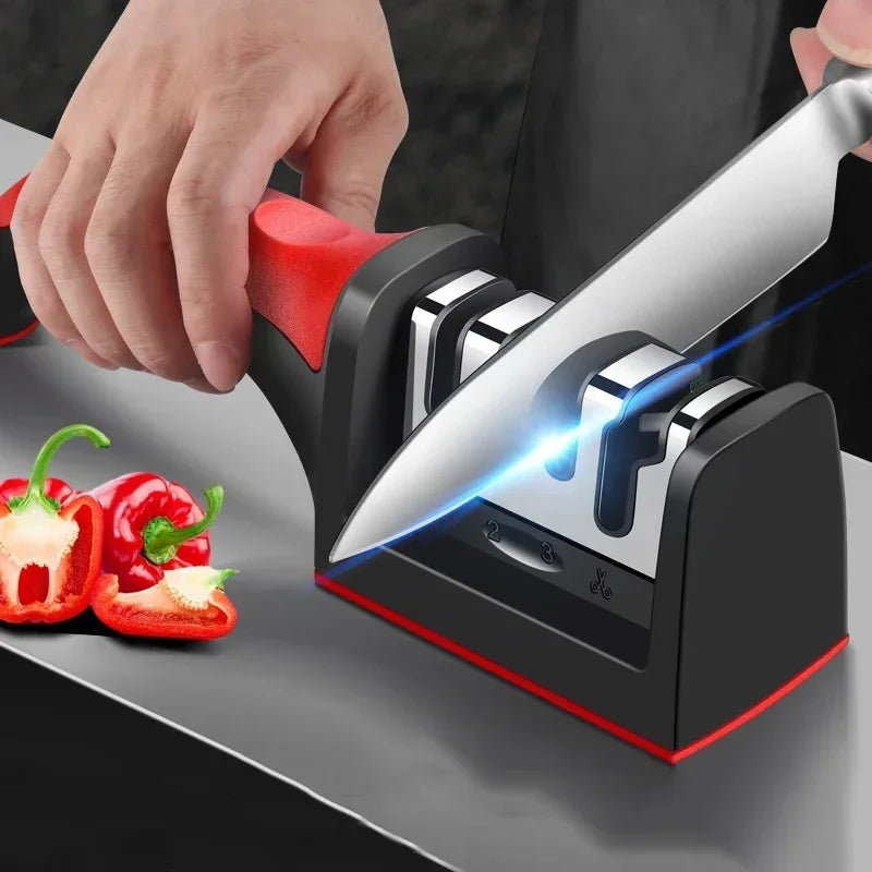 Versatile 3-Segment Knife Sharpener - Multi-Purpose Kitchen Tool for Honing, Sharpening, and Polishing 0
