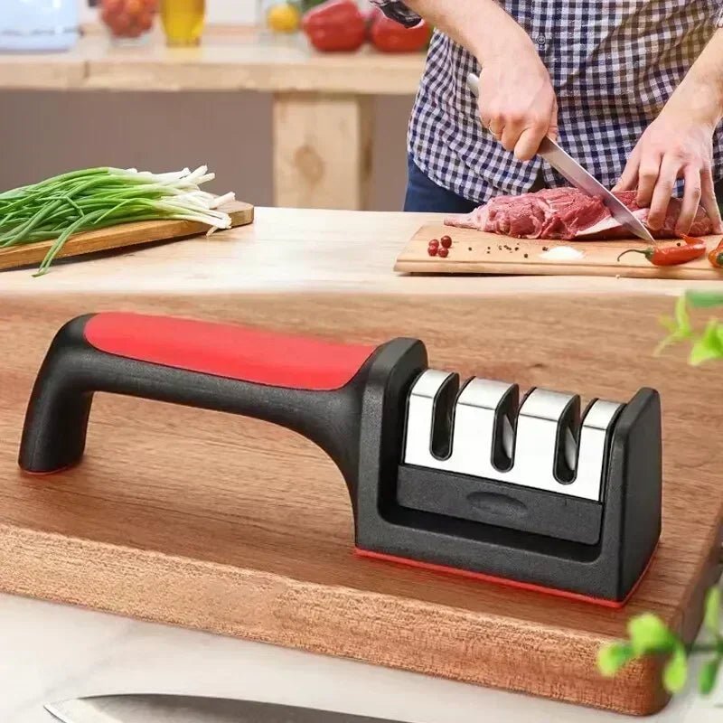 Versatile 3-Segment Knife Sharpener - Multi-Purpose Kitchen Tool for Honing, Sharpening, and Polishing 2