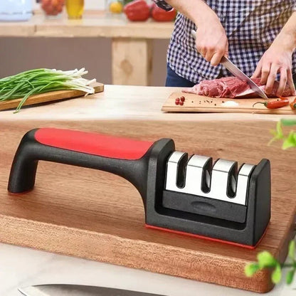 Versatile 3-Segment Knife Sharpener - Multi-Purpose Kitchen Tool for Honing, Sharpening, and Polishing 2