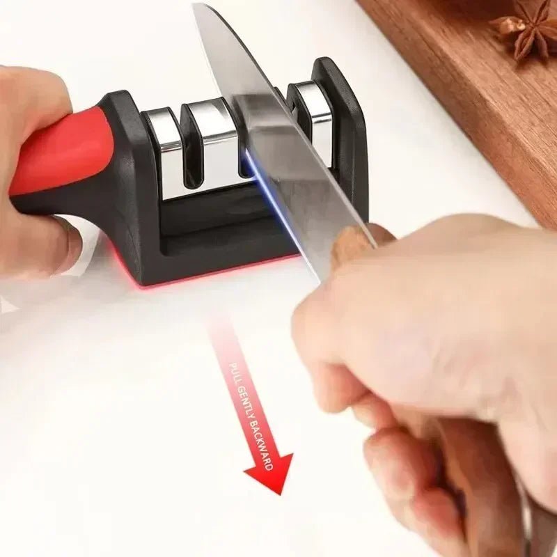 Versatile 3-Segment Knife Sharpener - Multi-Purpose Kitchen Tool for Honing, Sharpening, and Polishing 3