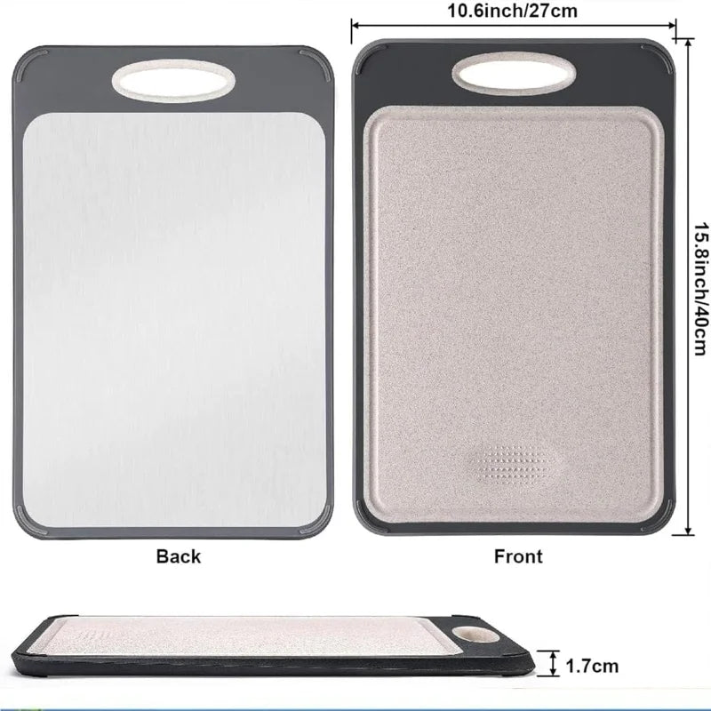 Versatile Double-Sided Stainless Steel Cutting Board for Meat, Vegetables & Fruits 5