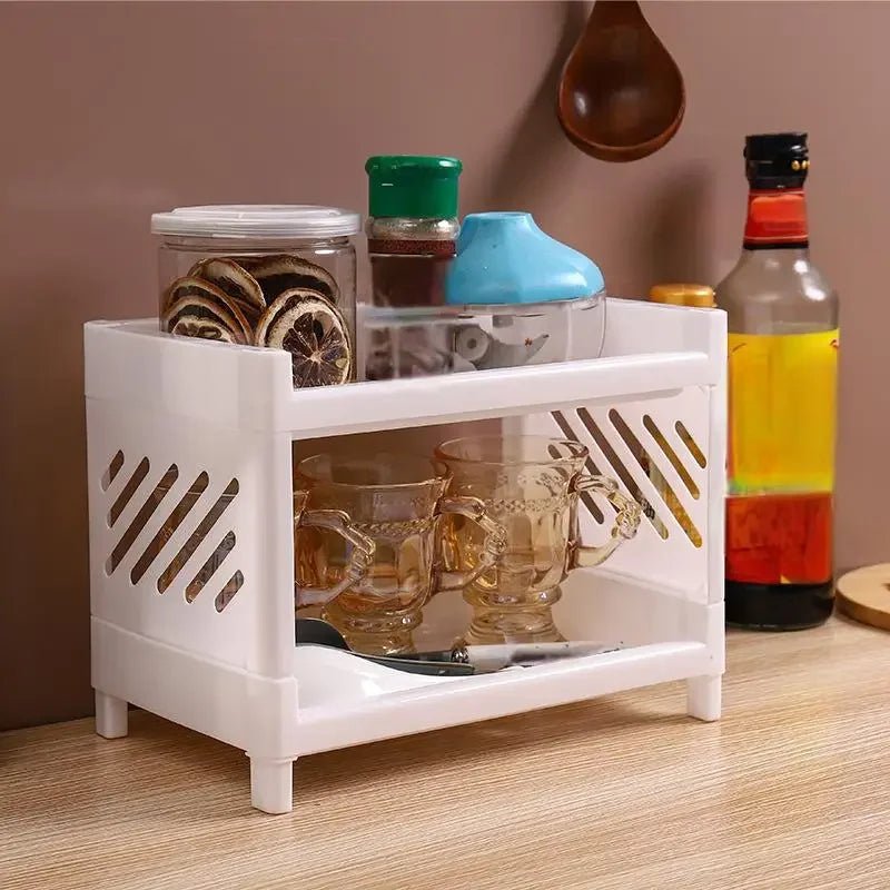 Versatile Double Tier Shelf - Space-Saving Organizer for Office Supplies & Cosmetics 4