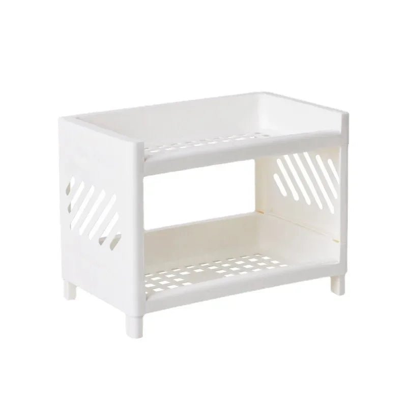 Versatile Double Tier Shelf - Space-Saving Organizer for Office Supplies & Cosmetics 5