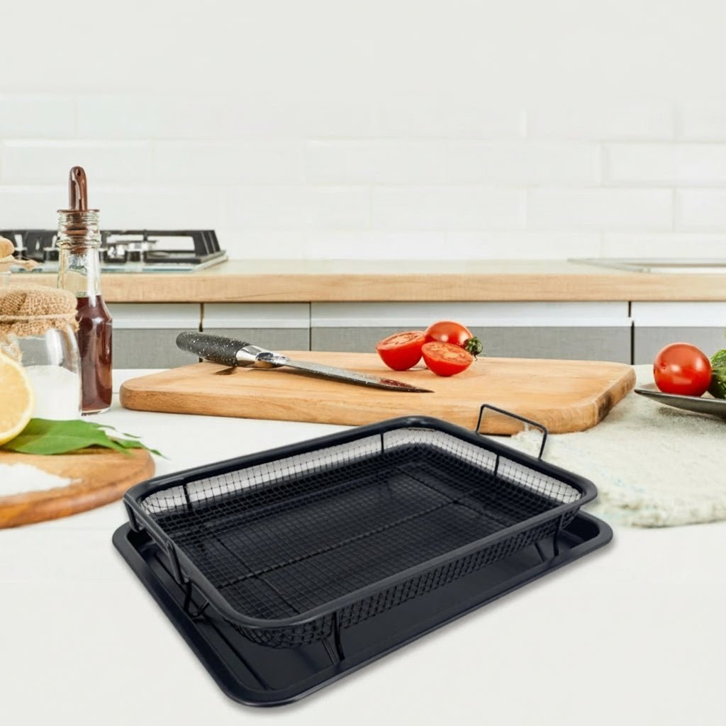 Versatile Non-Stick Air Fryer Baking Tray Set with Stackable Cooking Rack 3
