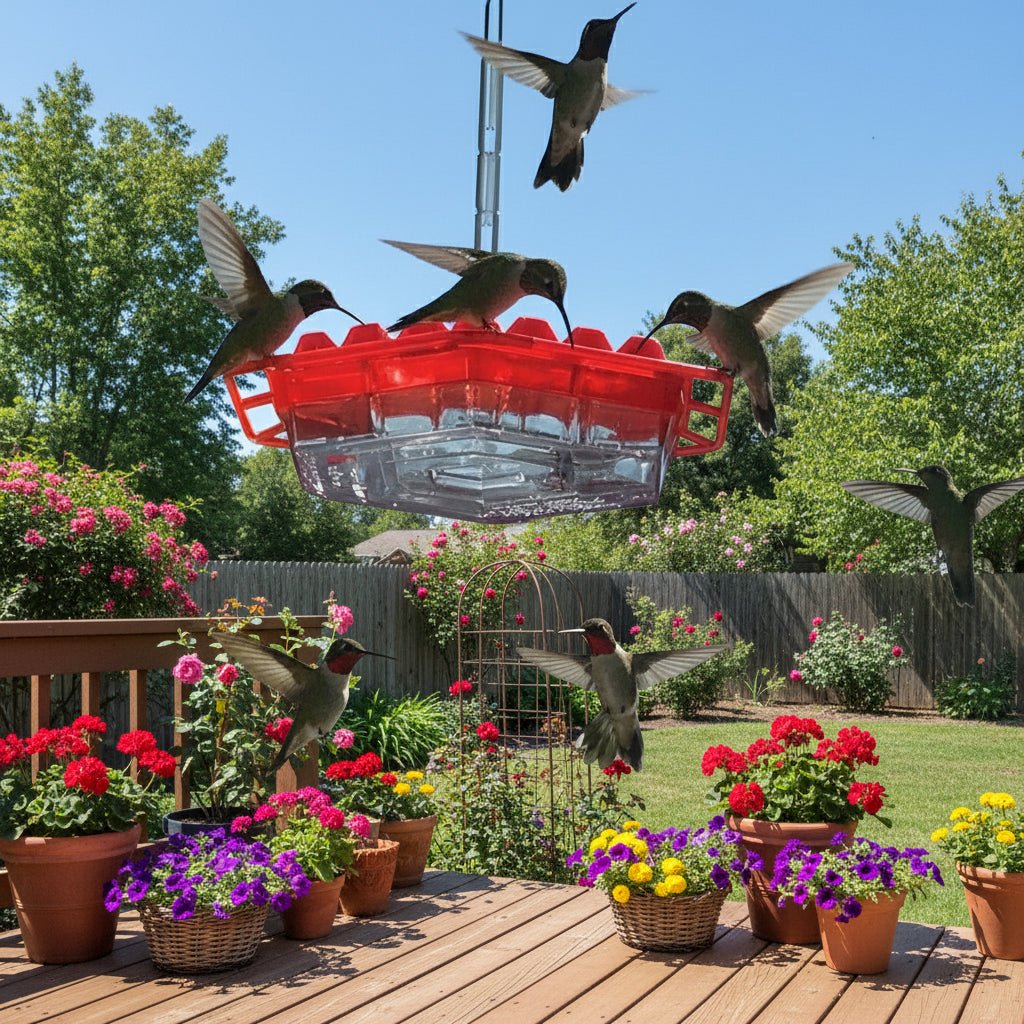 Vibrant Hanging Birdhouse - Weatherproof Plastic Hummingbird Feeder with High Capacity 1