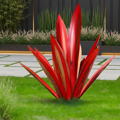 Vibrant Metal Agave Plant Sculpture - Weatherproof Modern Garden Decoration 0