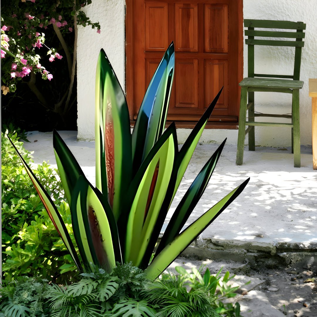 Vibrant Metal Agave Plant Sculpture - Weatherproof Modern Garden Decoration 4