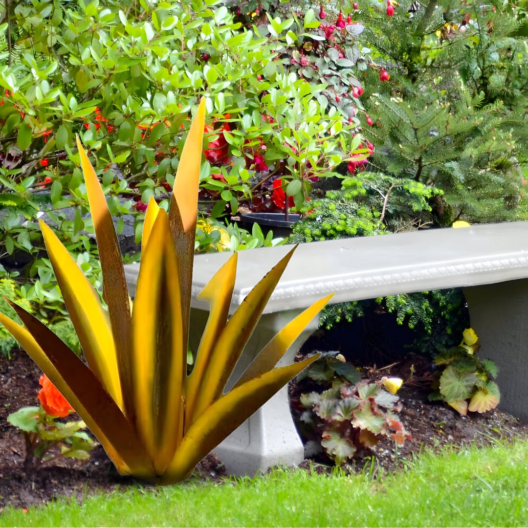 Vibrant Metal Agave Plant Sculpture - Weatherproof Modern Garden Decoration 6