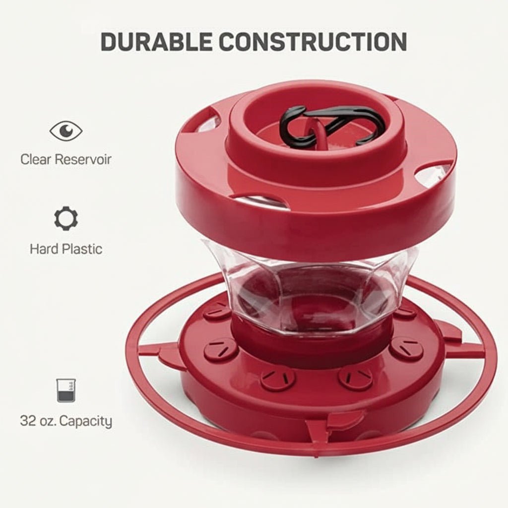 Vibrant Red Hummingbird Feeder - Bee-Proof Design with Ant Guard, 16oz Capacity 2